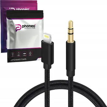 Audio kabel KABEL PŘEVODNÍK IPHONE na AUX JACK AUDIO ČERNÝ