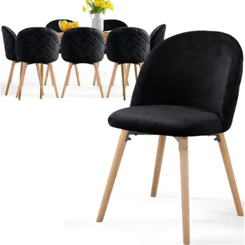 Jídelní židle Pevná židle k jídelnímu stolu čalouněná s nosností 150 kg černá, sada 8 ks