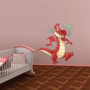 samolepka Sablio Samolepka na zeď: Červený drak - 53x60 cm