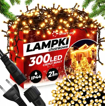 Vánoční dekorace VÁNOČNÍ OSVĚTLENÍ NA STROMEČEK 300 LED TEPLÁ BÍLÁ VÁNOČNÍ DEKORACE SVĚTÝLKA VENKOVNÍ VNITŘNÍ 8 REŽIMŮ