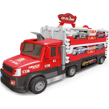 Hasičský TRUCK 2v1 se světlem a zvukem a 6 auty