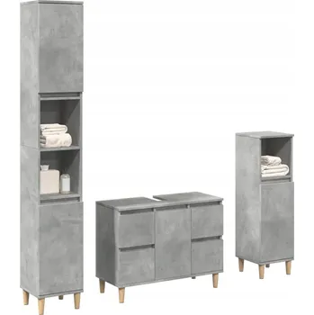 Koupelnový nábytek 3dílná sada koupelnového nábytku, šedá betonu