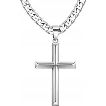 Náhrdelník STŘÍBRNÝ NÁHRDELNÍK S PŘÍVĚSKEM KŘÍŽEK OCEL OCEL 316L 50 CM