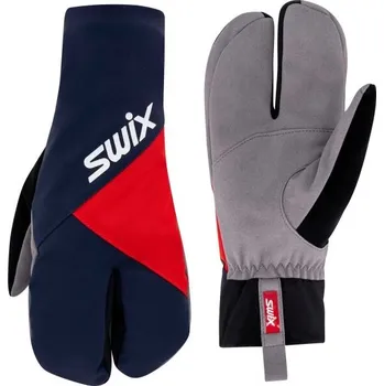 Rukavice Lyžařské rukavice Swix INSPIRE PRIMALOFT LOBSTER 9 Tmavě modrá, Červená, Bílá