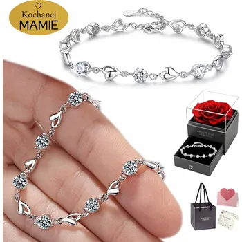 Náramek Stříbrný dámský náramek s diamantovým brusem Dárek ke Svátek Matek pro maminku