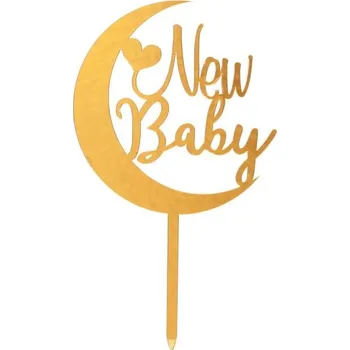 Jedlá dekorace na dort Dortisimo Dekora zápich do dortu zlatý New Baby