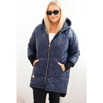Dámská zimní bunda Plus Size prošívaná s kapucí granát Barva: Námořnická modř, Velikost: universal