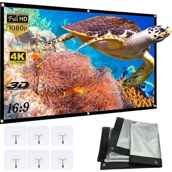 Projekční technika PŘENOSNÉ MULTIMEDIÁLNÍ PROJEKČNÍ PLÁTNO 84'' VELKÉ 16:9 SKLÁDACÍ HD 4K