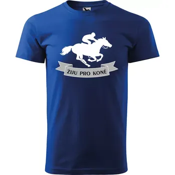 Pánské tričko Sablio Tričko s potiskem Žiju pro koně - modré L