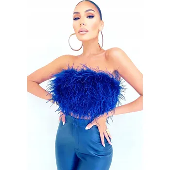 Podprsenka CLUB L MODRÝ TOP S PEŘÍM (38)