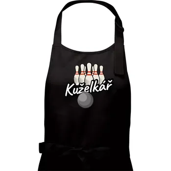 Kuchyňská zástěra Kuželkář - Kuželky - Pánská zástěra na vaření - Univerzální velikost ( Černá )