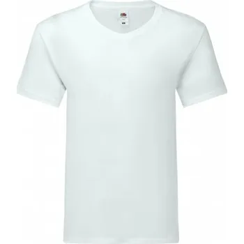Pánské tričko Pánské kultovní Tričko Fruit of The Loom s výstřihem do V, bílé, velikost XL