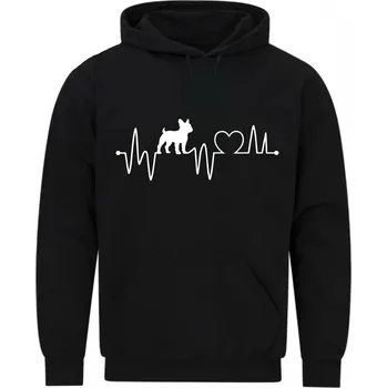 Pánská mikina Pánská mikina Kardiogram lásky a Francouzský buldoček (Velikost: 5XL, Barva: Černá)