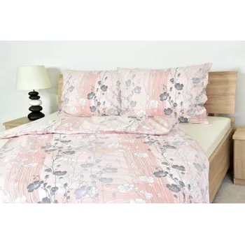 Povlečení Souprava 1+1 ložního bavlněného povlečení, Kytičky na růžovém