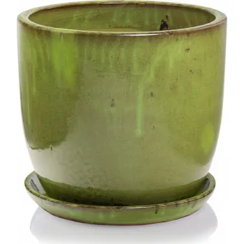 Květináč Zelený keramický Květináč Polnix 20 cm x 23 x 20 cm