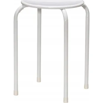 KOVVOVÁ STOLIČKA KULATÝ BÍLÁ Ø 30 cm PŘÍDAVNÉ SEDÁTKO DO KUCHYNĚ