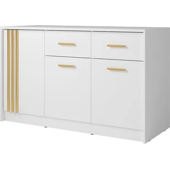 Komoda Komoda CANADA CD-25 | 150 cm | bílá se zlatými úchyty