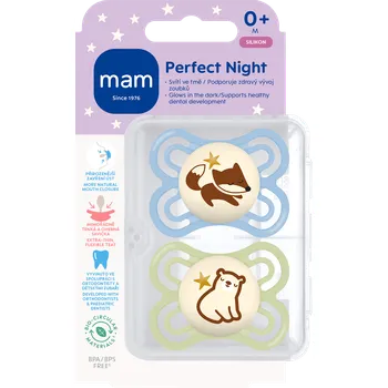 dudlíky mam dudlík Perfect Night 0+m, modrá/zelená