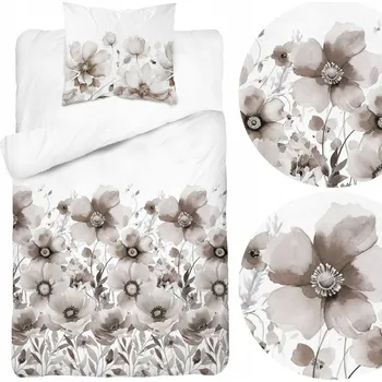 Povlečení Povlečení Saténové 140x200 Květiny Béžové