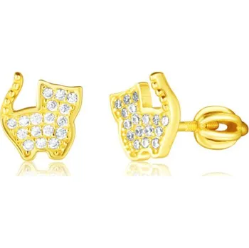 Náušnice Pozlacené stříbrné náušnice kočky