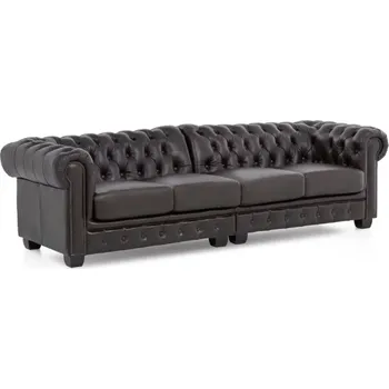 Pohovka Pohovka Chesterfield 4místná z pravé kůže, hnědá – 268×100×72 cm