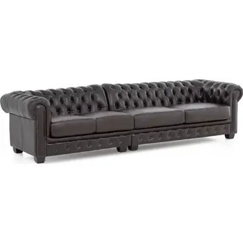 Pohovka Pohovka Chesterfield z pravé kůže, hnědá, 310×100×72 cm