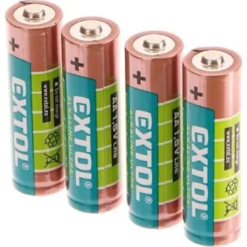 Článková baterie Baterie alkalické ULTRA +, 1,5V AA (LR6), sada 4 kusy - EXTOL LIGHT EX42011