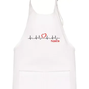 Kuchyňská zástěra Moje srdce bije pro hasiče - Dětská zástěra na vaření - Univerzální velikost ( Bílá )