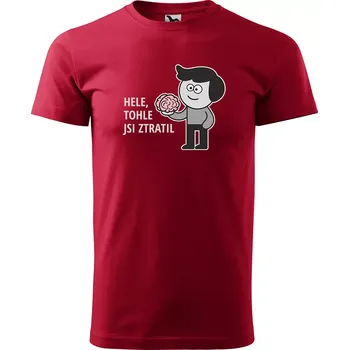 Pánská móda Sablio Tričko s potiskem Hele, tohle jsi ztratil - červené 4XL