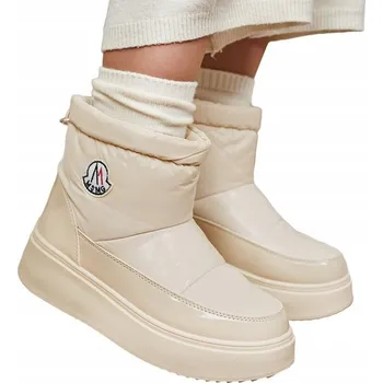 Dámská zimní obuv BÉŽOVÉ DÁMSKÉ KOTNÍKOVÉ BOTY SNĚHULE ZATEPLENÉ ADEMRA 39