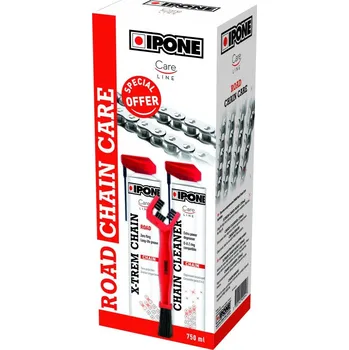 Motokosmetika Sada na čištění a mazání řetězu IPONE ROAD CHAIN CARE (2 X 750ml) s kartáčem