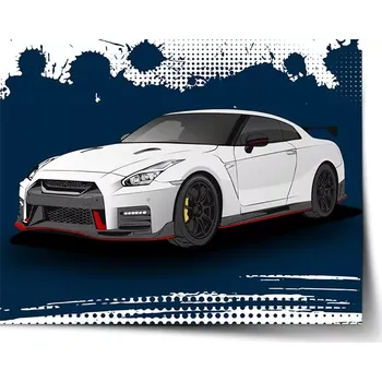 Plakát Sablio Plakát Nissan GTR 35 Modrý - 120x80 cm