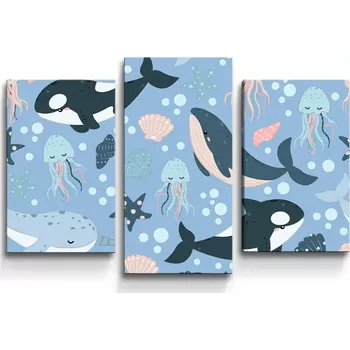 Obraz Sablio Obraz - 3-dílný Dětský mořský svět - 75x50 cm