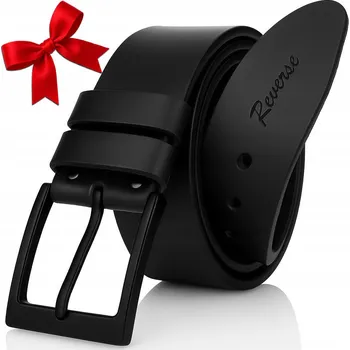 Opasek Pánský klasický kožený Pásek Reverse ke kalhotám opasek Černý 120cm