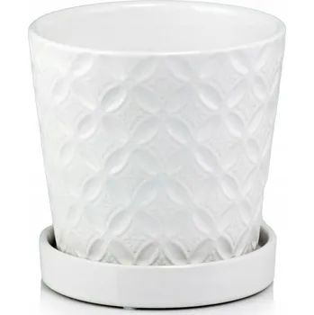 Květináč Bílý keramický Květináč Polnix 15 cm x 15 x 15 cm