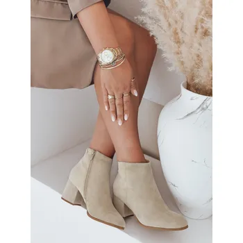 Dámské kozačky Krémové kotníkové boty na sloupkovém podpatku LORNE ZY0433 Velikost: 40