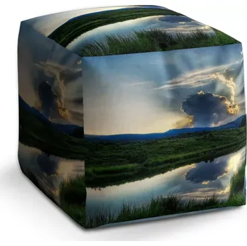 Taburet Sablio Taburet Cube Mrak nad řekou: 40x40x40 cm