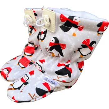 Capáčky Softshellové capáčky s microfleecem šedé Tučňaci na ledě - KUKUKAM 0-6 měsíců