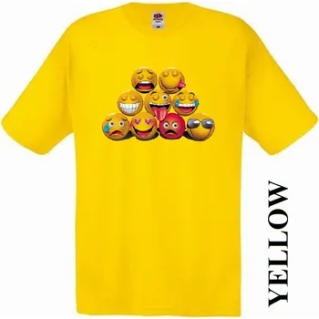 Pánské tričko panske-levne-bavlnene-tricko-digi-potisk-smajlici Barva: Yellow - žlutá, velikost: XS