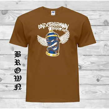 levne-bavlnene-vtipne-tricko-potisk-sprej-graffiti Barva: Brown - hnědá, velikost: S