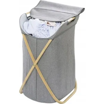 Koš na prádlo KOŠ na prádlo, BAVLNĚNÝ ÚLOŽNÝ BOX šedý, SKLÁDACÍ 79l 40X68X46 WENKO BAHARI