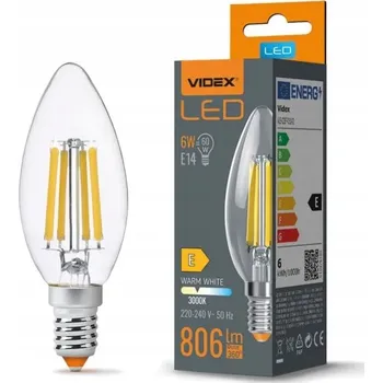 Žárovka VIDEX LED žárovka Filament E14 6W 3000K Teplá bílá