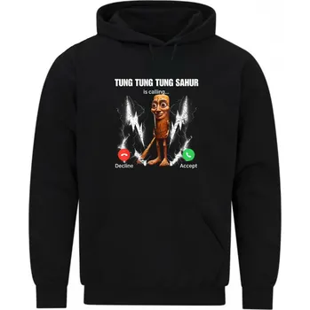 Pánská mikina Pánská mikina Tung Tung Tung Sahur volá Phone Call (Velikost: 5XL, Barva: Černá)