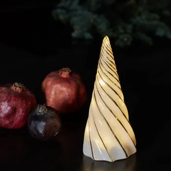 Lampička Sirius LED dekorativní figurka Vilma, bílá/zlatá, výška 19 cm, sklo, baterie bílá, zlatá 10 x LED - Doprava zdarma