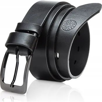 Opasek KOŽENÝ OPASEK Pánský Betlewski černý klasický kožený pásek v krabičce