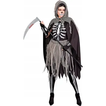 Karnevalový kostým KOSTÝM DÁMSKÝ KOSTLIVEČ SMRŤ STRAŠIDLO KOSTI PŘEVLEK HALLOWEEN M