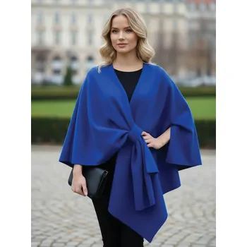 Dámské pončo Modré pončo v krátkém střihu , VELIKOST UNI ( S, M , L )