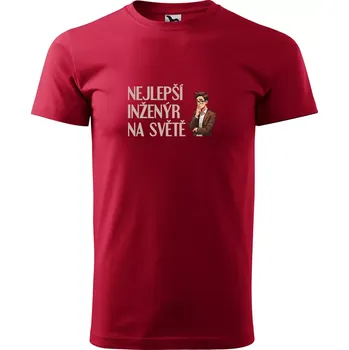 Pánská móda Sablio Tričko s potiskem Nejlepší inženýr na světě - červené M