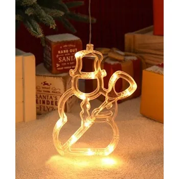 Vánoční dekorace LED LAMPičKA SNĚHULÁK VÁNOČNÍ DEKORACE S PŘÍSAVKOU NA OKNO 20CM DÁREK