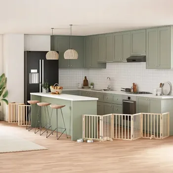 klec pro psa VidaXL Zábrana pro psy s dvířky skládací 12 panelů 600 cm topol